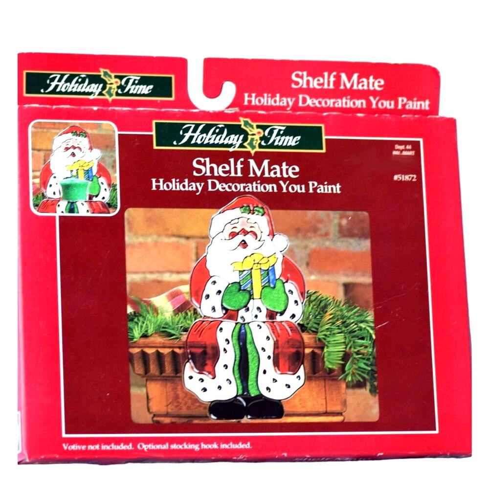 Holiday Time Santa Shelf Mate Craft Kit Stocking Hanger Hook Paint & Assemble